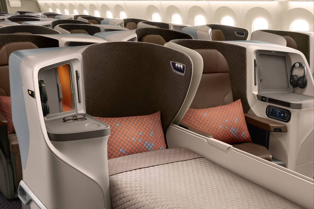 Business Class seats on Boeing 787 aircraft on Singapore Airlines regional flights