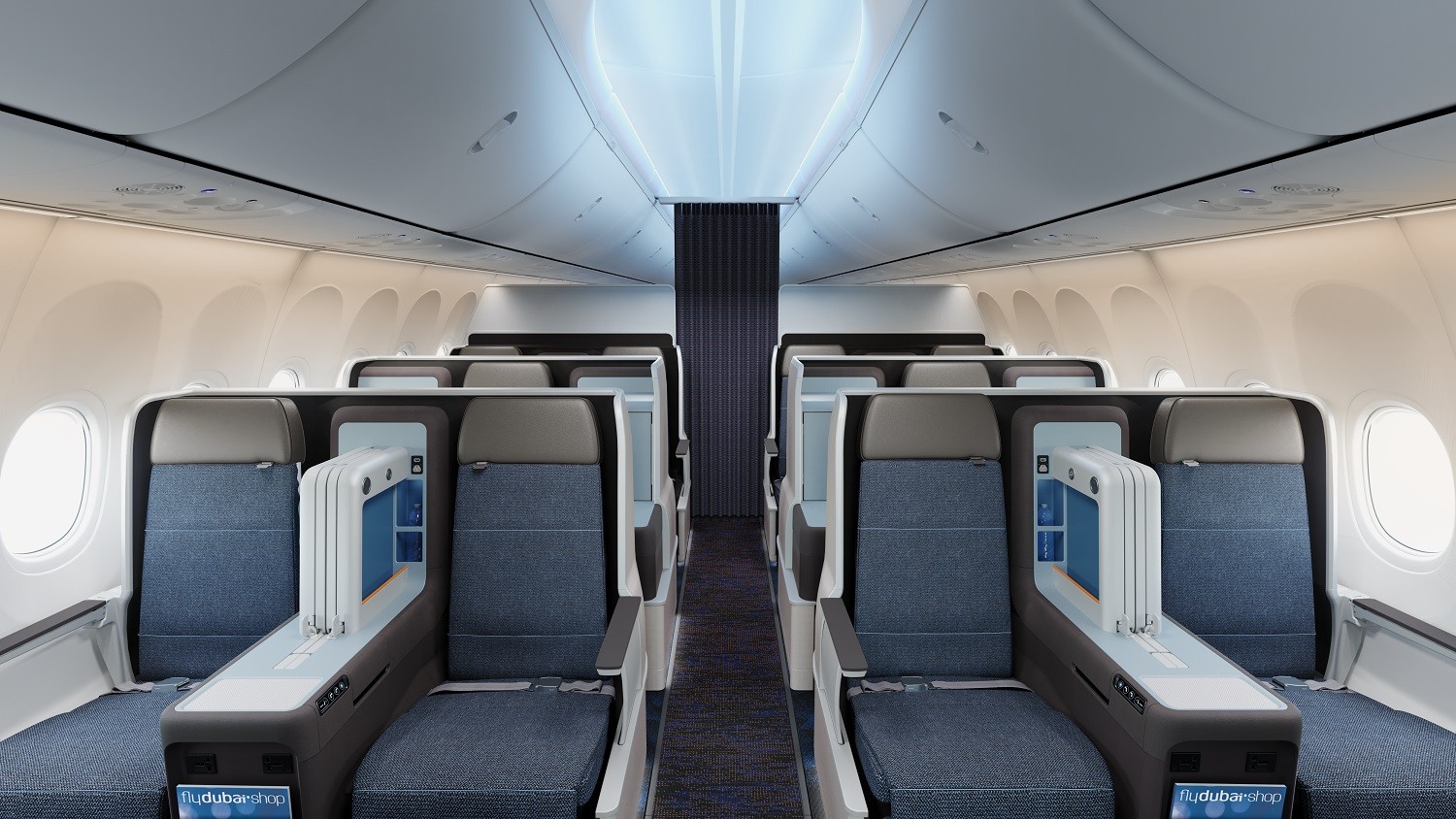 FlyDubai business class - throne seats - lie flat