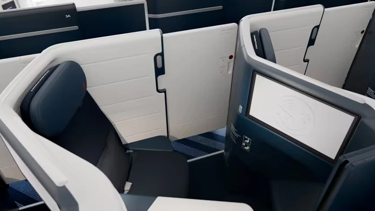 Air France A350 business class suite with sliding privacy door closed