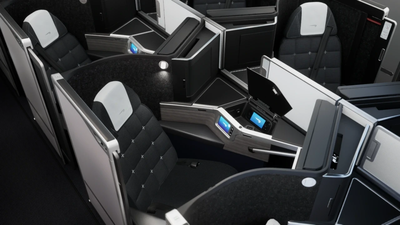 British Airways Club Suite business class seat with sliding privacy door on the Airbus A350