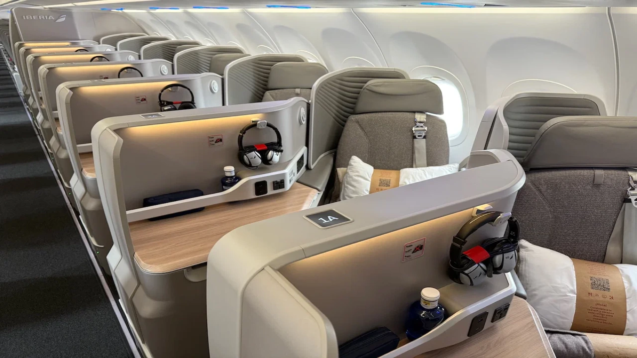 Iberia A350 business class suite with lie-flat bed. Photo by Iberia.