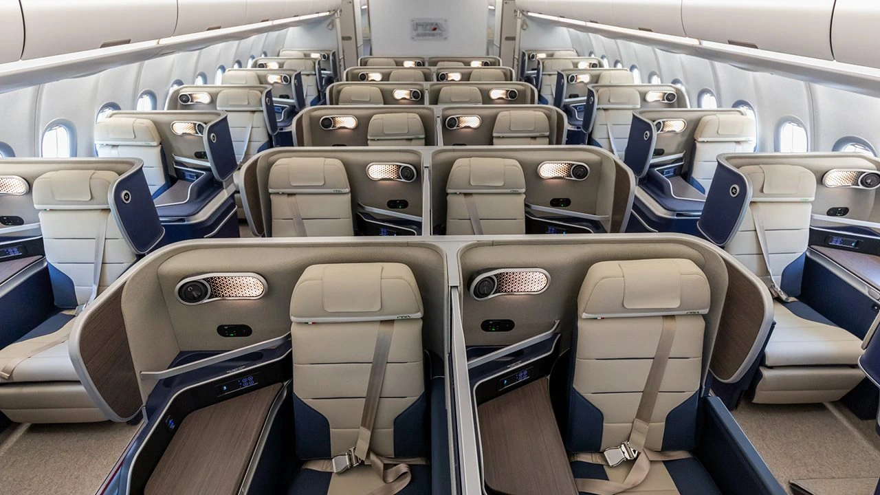 ITA Airways business class seat featuring Italian design