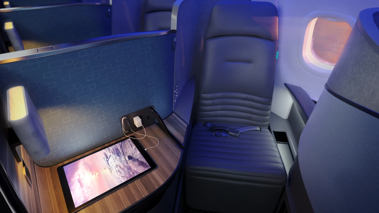 JetBlue Mint Suite with sliding door on the Airbus A321LR. Photo by JetBlue.