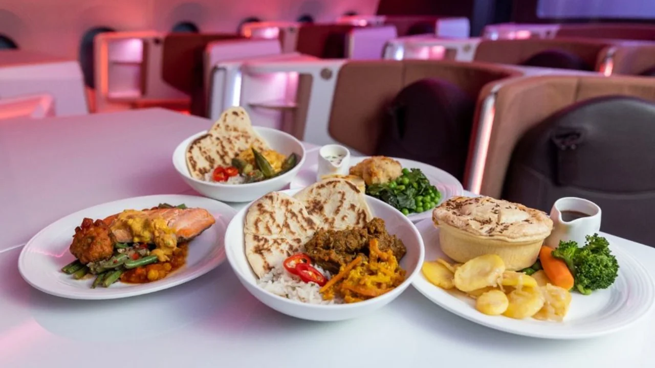 Virgin Atlantic Upper Class three-course dinner and wine service